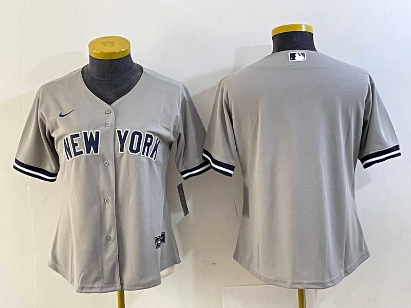 Womens New York Yankees Blank Gray Stitched MLB Cool Base Nike Jersey